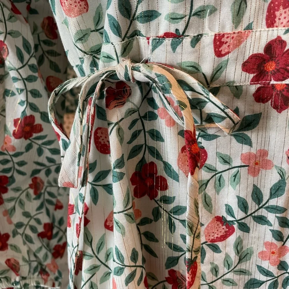 Draper James White Floral Drawstring Waist Tunic